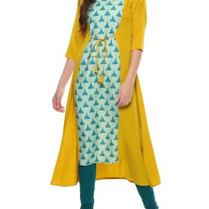 Yellow Cotton Regular Kurta